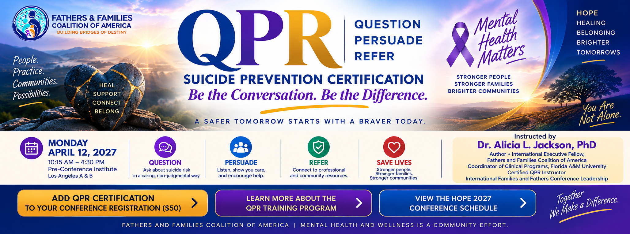 Fathers and Families Coalition of America QPR Suicide Prevention Certification - Question, Persuade, Refer